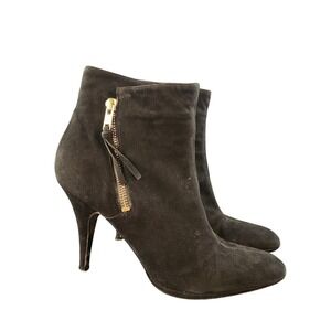 Donna Karan New York Runway Black Suede Stiletto Heel Ankle Boots Size 8.5B